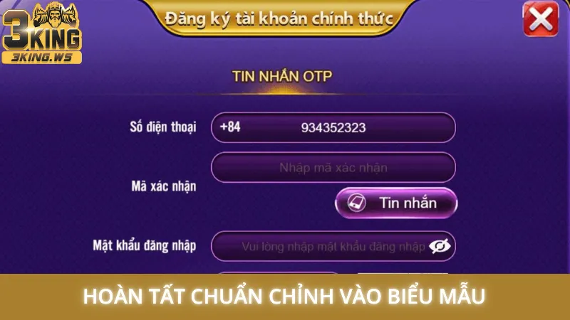 Hoàn tất chuẩn chỉnh vào biểu mẫu